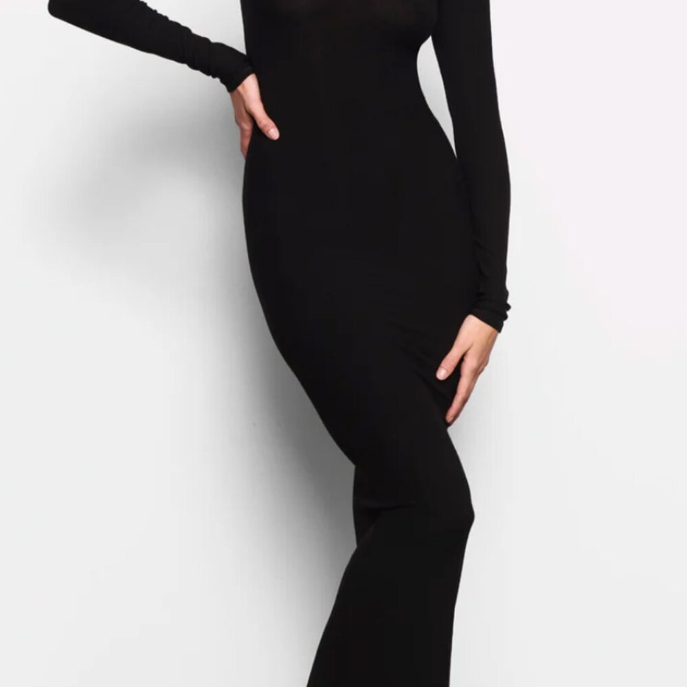 Skims Black Soft Lounge Dress in Small